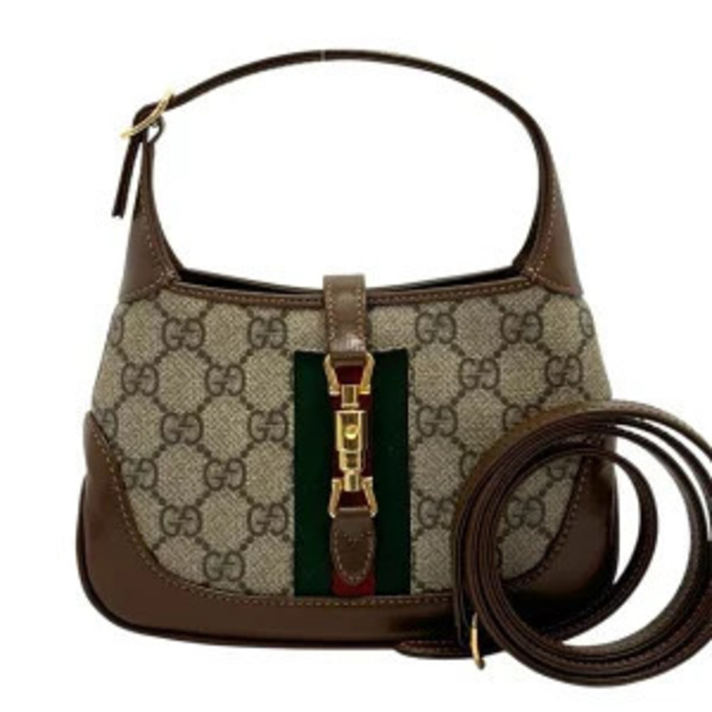 Gucci Jackie GG Supreme Shoulder Bag Leather Brown